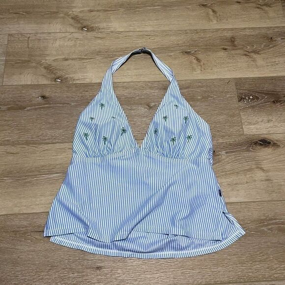 Tommy Hilfiger Womens Plus Sz 18w Tankini Halter White Blue Swim Top Str… - Picture 3 of 8